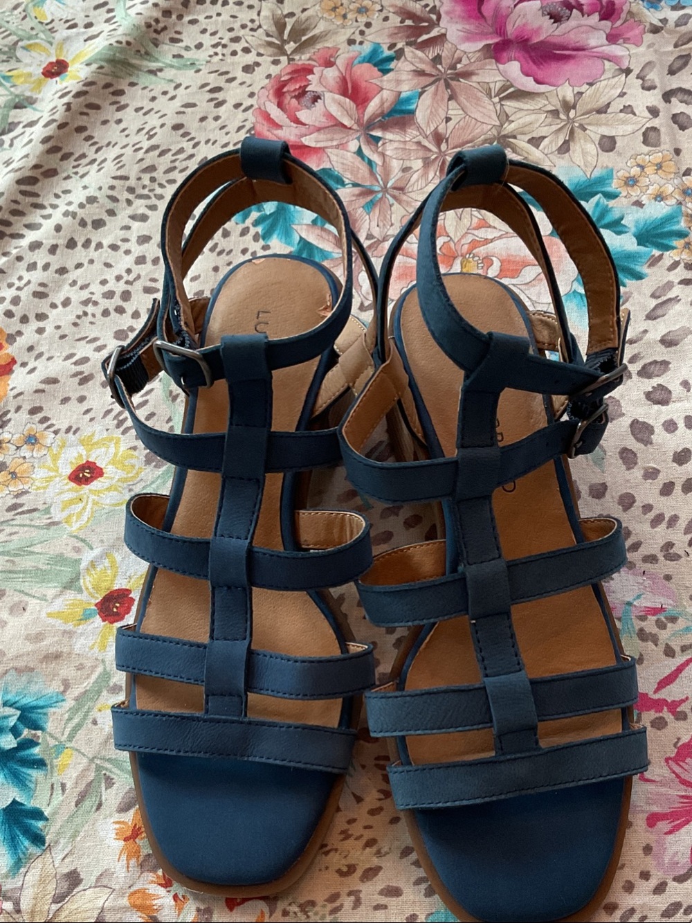 Lucky Brand Navy Payton T-Strap Sandals
